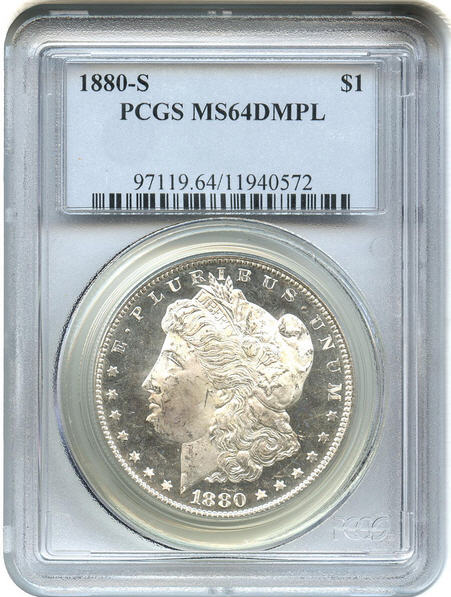 アメリカ　モルガンダラー　MS64　DMPL  銀貨　1880年　未使用 1880 S モルガンダラー 銀貨 PCGS MS65 DMPL アメリカ アンティーク
