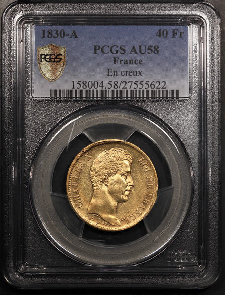 フランス40フラン金貨　1830-A France Gold 40 Francs PCGS AU 58
