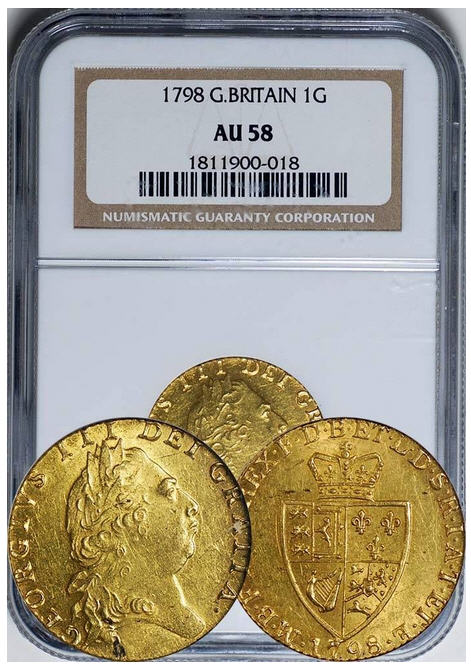 グレートブリテン　ギニー金貨Great Britain:1798 George III Gold Guinea NGC AU-58