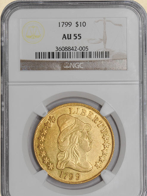 アンティークコイン　アメリカ　10ドル金貨ドレープドバスト1799 ＄10 GOLD CAPPED BUST EAGLE AU55 NGC