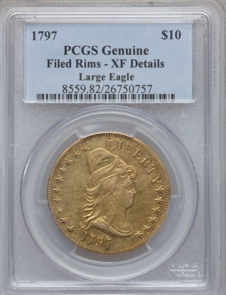 アンティークコイン　アメリカ　10ドル金貨ドレープドバスト1797 ＄10 GOLD CAPPED BUST XF DETAILS PCGS Large Eagle