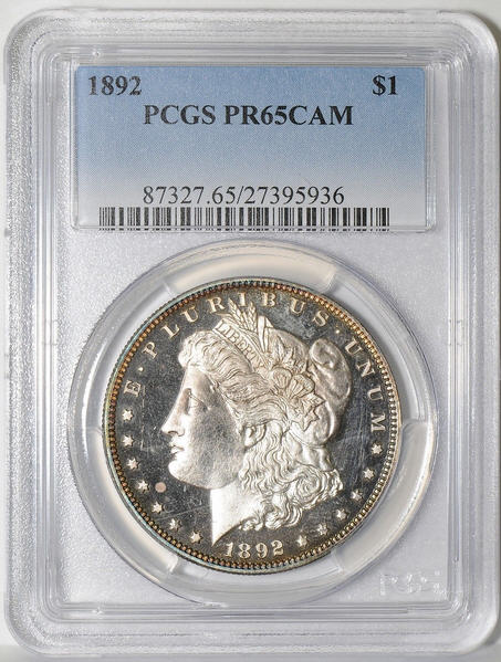 アンティークコイン　アメリカ　1ドル　モルガン銀貨1892 ＄1PCGS Proof65 CAMEO
