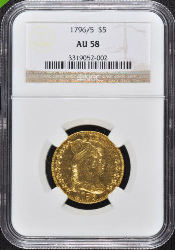アンティークコイン　アメリカ　ドレープドバスト5ドル金貨1796/5 DRAPED BUST ＄5 NGC AU 58