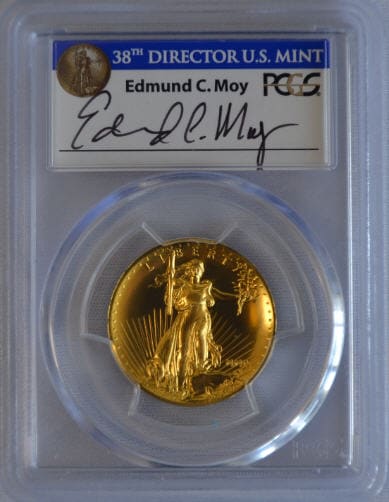動画あり2009ウルトラハイリリーフ金貨 PCGS-MS70 未使用 Edmund C. Moyサイン入り