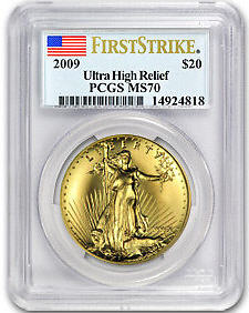 2009ウルトラハイリリーフ金貨 PCGS-MS70 (First Strike) 未使用 1223201301