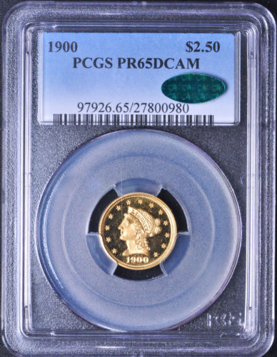 アンティークコイン　アメリカ　2.5ドル金貨 1900 LIBERTY ＄2 1/2 PCGS PR 65 Deep Cameo