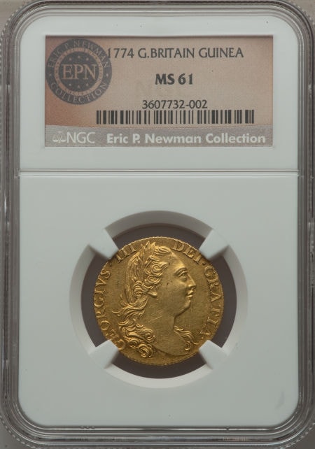 【動画あり】イギリス　ギニー金貨　Great Britain George III gold Rose Guinea 1774, S-3728, 4th Head, MS61 NGC
