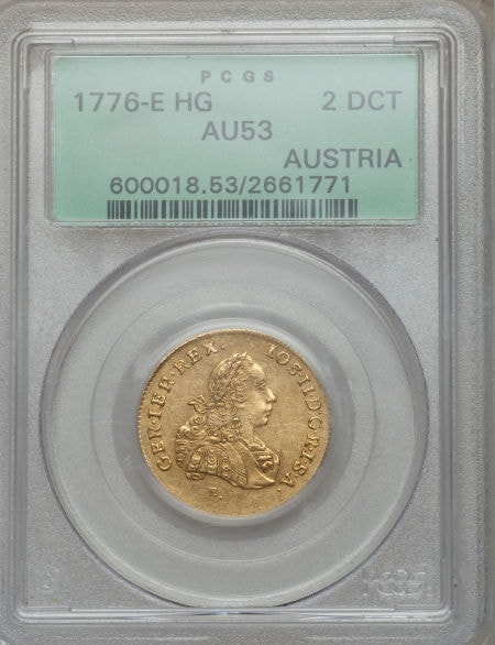 オーストリア 2ダカット金貨 Joseph II gold 2 Ducat 1776-E/HG,KM1860, AU53 PCGS