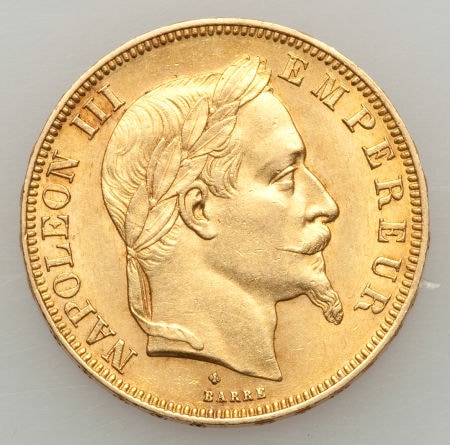 フランス50フラン金貨　Napoleon III gold 50 Francs Francs 1868-BB