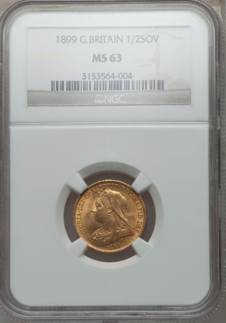 【動画あり】イギリス　1/2ソブリン金貨　Great Britain: Victoria gold Half Sovereign 1899, S-3878, KM784, Old or Veiled Head, MS63 NGC