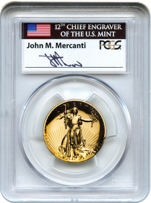 2009ウルトラハイリリーフ金貨　PCGS-MS70 PL（プルーフライク）未使用　John Mercantiサイン入り