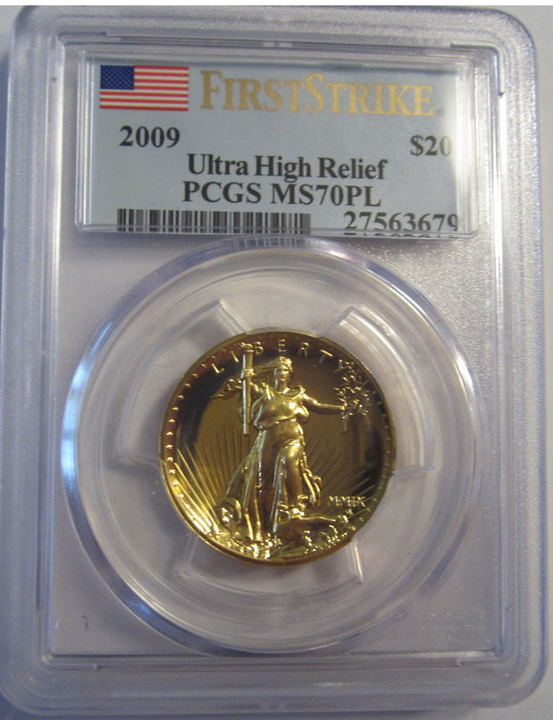 2009ウルトラハイリリーフ金貨　PCGS-MS70PL　(First Strike)　未使用  27563679