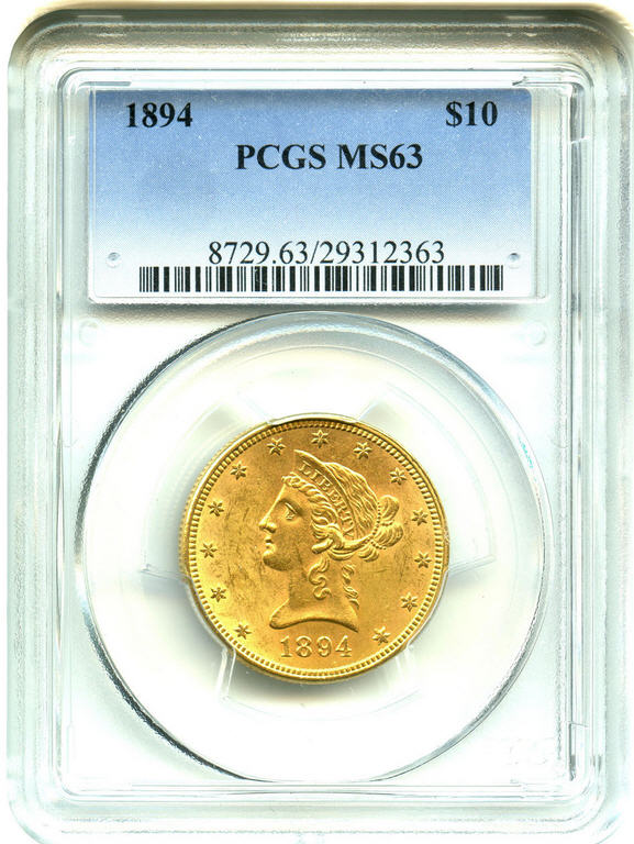 アンティークコイン　アメリカ　10ドル金貨リバティヘッド 1894 ＄10 PCGS MS63
