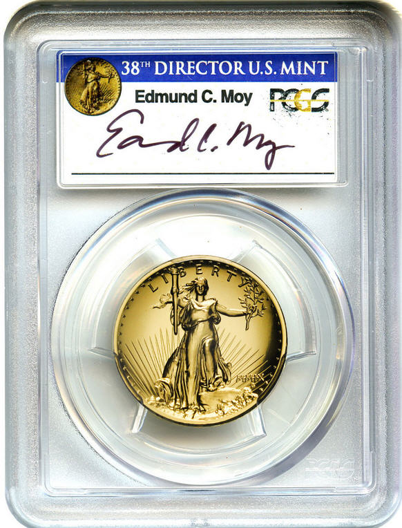 【動画あり】2009ウルトラハイリリーフ金貨　PCGS-MS70 PL（プルーフライク）未使用　Edmund C. Moyサイン入り2892