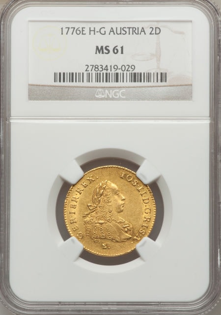 【動画あり】オーストリア 2ダカット金貨 Austria Joseph II gold 2 Ducats 1776 E-HG Karlsburg mint, KM-1860, MS61 NGC