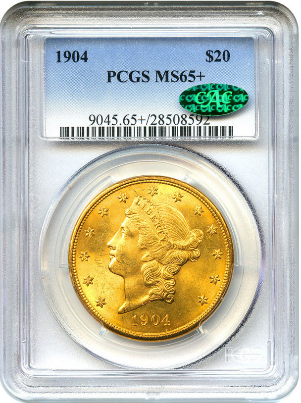 アンティークコイン アメリカ 20ドル金貨リバティヘッド1904 $20 PCGS/CAC MS65+