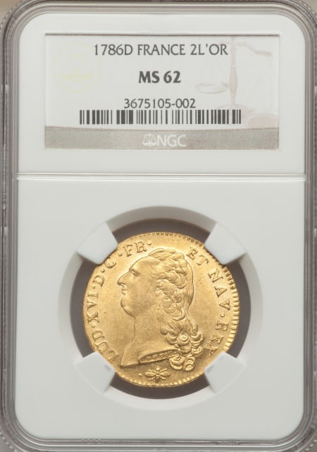 【動画あり】フランス ルイドール金貨 Louis XVI gold Louis d'or 1786-A, KM591.1, MS62 NGC