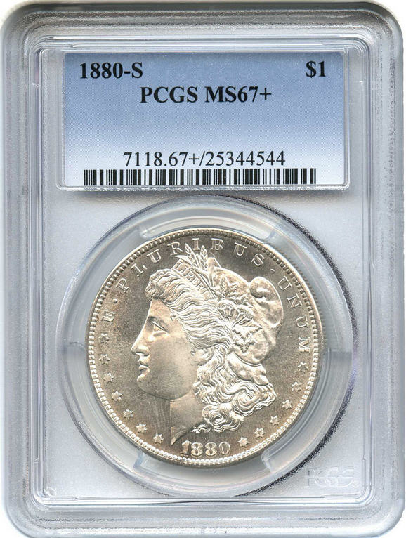 アンティークコイン アメリカ 1ドル モルガン銀貨1880-S $1 PCGS MS67+