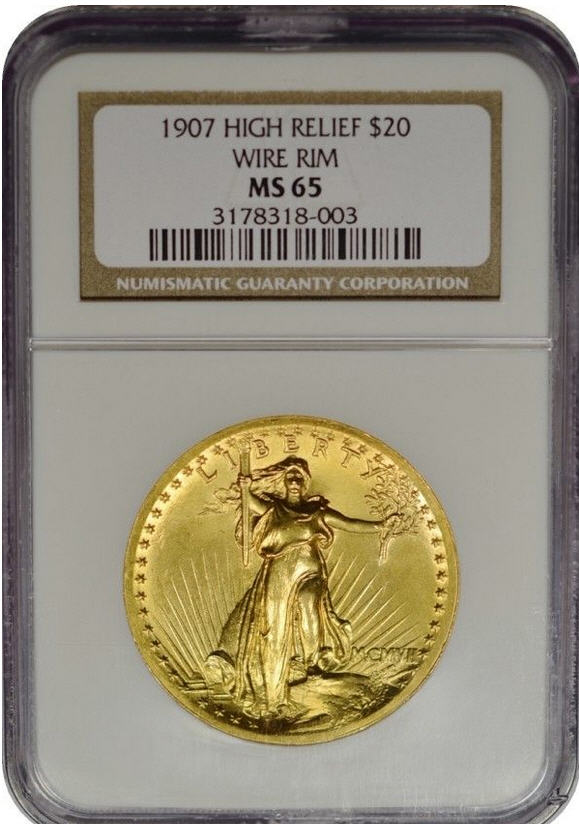 20ドル金貨セントゴーデンズ ハイリリーフ1907 ＄20 NGC MS 65 High