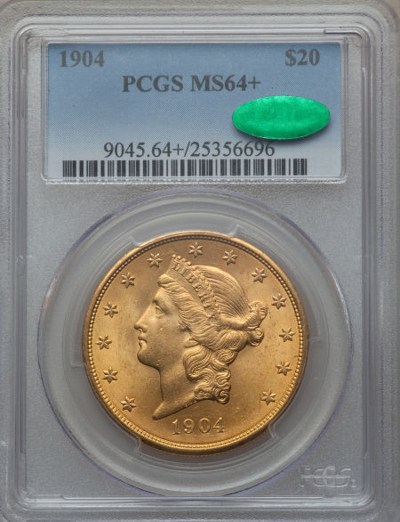 【動画あり】アンティークコイン　アメリカ　20ドル金貨リバティヘッド1904 ＄20 MS64＋ PCGS. CAC