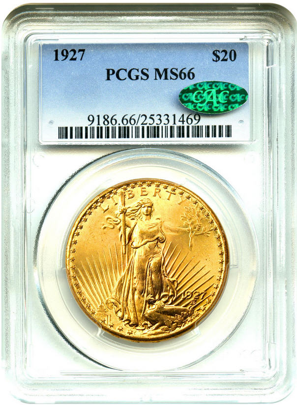 アンティークコイン　アメリカ　20ドル金貨セントゴーデンズ ST. GAUDENS 1927 ＄20 PCGS/CAC MS66