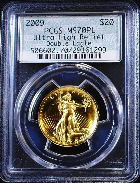 2009ウルトラハイリリーフ金貨　PCGS-MS70PL未使用 ヴィンテージラベル
