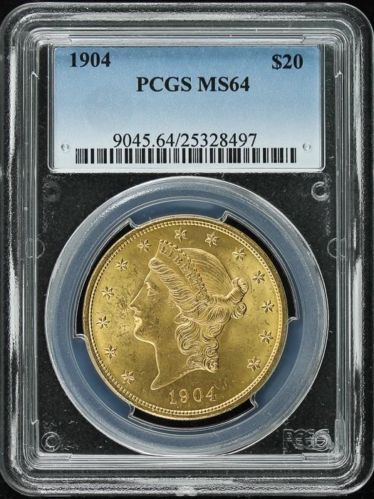 アンティークコイン　アメリカ　20ドル金貨リバティヘッド1904 ＄20 MS64 PCGS