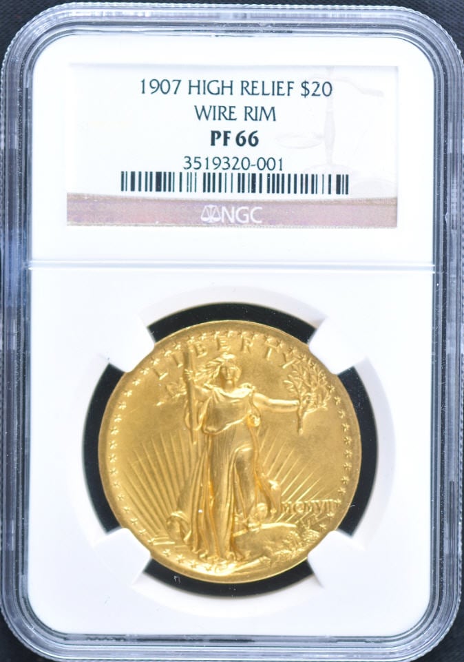 20ドル金貨セントゴーデンズ　ハイリリーフ1907 ＄20 NGC PF66 Wire RIM