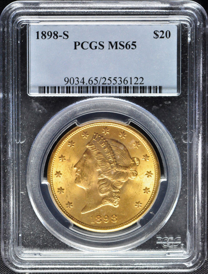 アンティークコイン　アメリカ　20ドル金貨リバティヘッド1898-S ＄20 MS65 PCGS