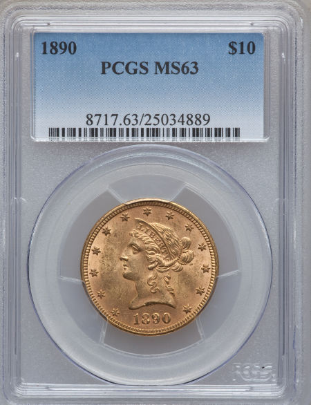 アンティークコイン　アメリカ　10ドル金貨リバティヘッド 1890 ＄10 PCGS MS63