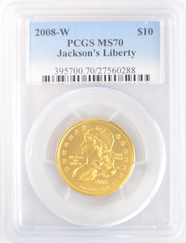【動画あり】2008-W ジャクソンズ・リバティ10ドル金貨 ＄10 PCGS MS70
