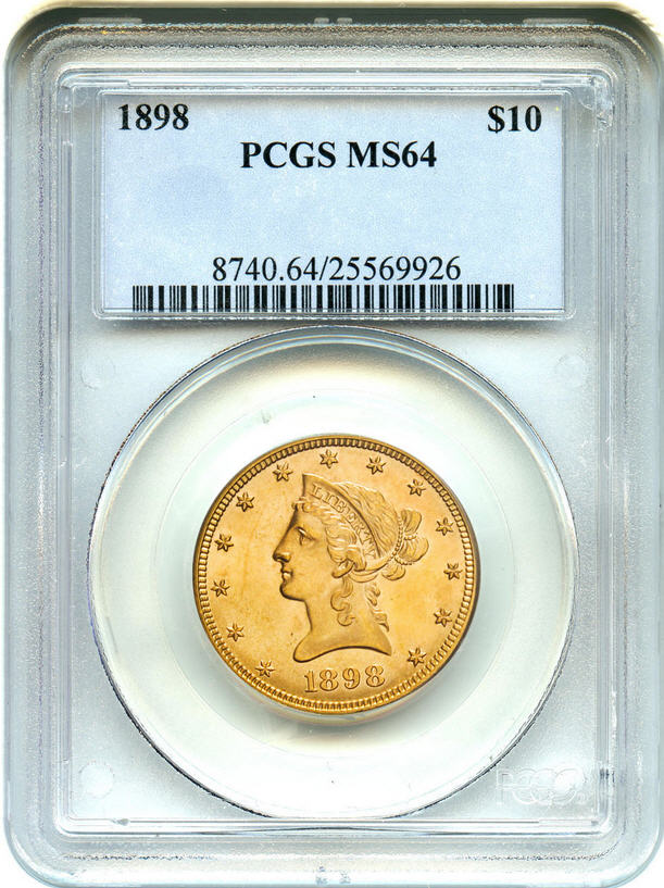 アンティークコイン　アメリカ　10ドル金貨リバティヘッド 1898 ＄10 PCGS MS64