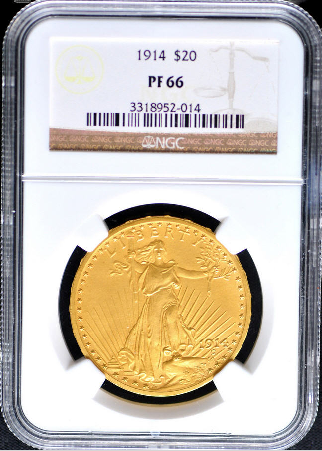 アンティークコイン　アメリカ　20ドル金貨セントゴーデンズ 1914 ST. GAUDENS ＄20 NGC PR 66