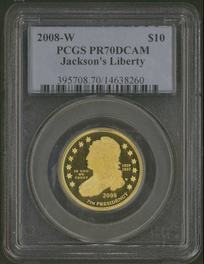 2008-W ジャクソンズ・リバティ10ドル金貨 ＄10 PCGS PR70DCAM