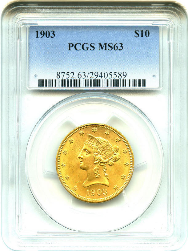 アンティークコイン　アメリカ　10ドル金貨リバティヘッド 1903 ＄10 PCGS MS63