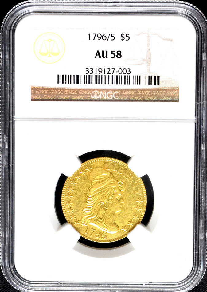 アンティークコイン　アメリカ　ドレープドバスト5ドル金貨1796/5 ＄5 Small Eagle AU58 NGC