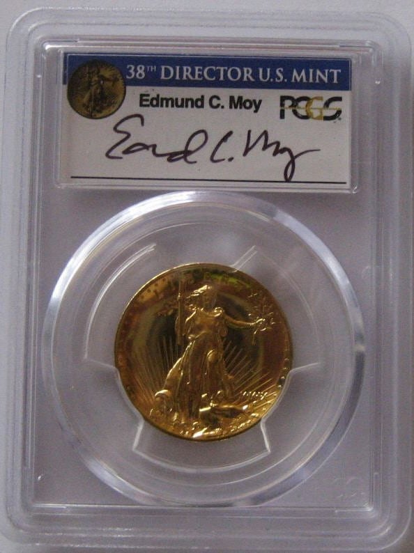 【動画あり】2009ウルトラハイリリーフ金貨　PCGS-MS70 PL（プルーフライク）未使用　Edmund C. Moyサイン入り箱付