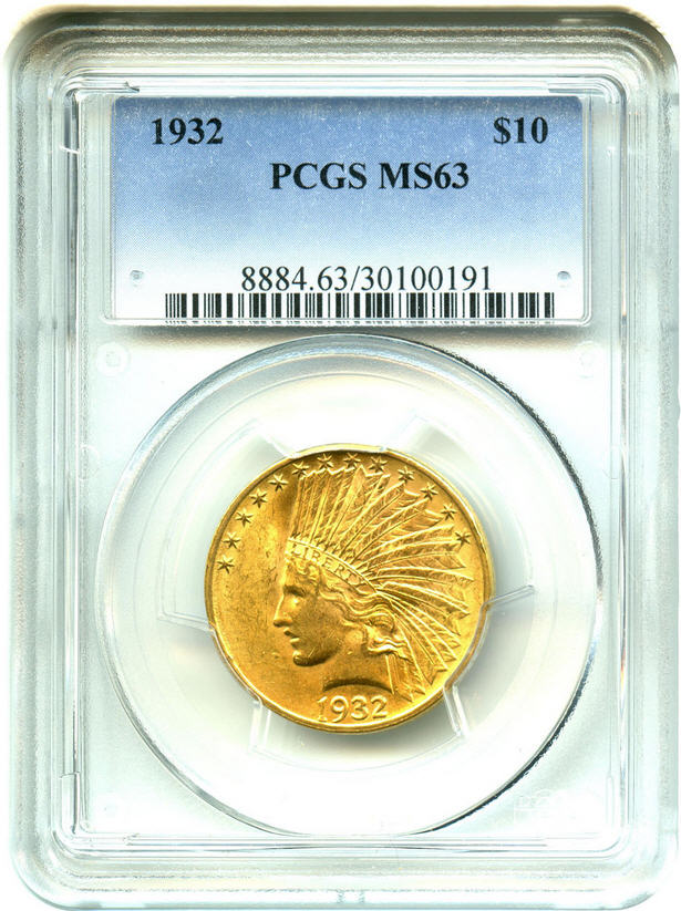 アメリカ　10ドル金貨インディアンヘッド1932 ＄10 PCGS MS63