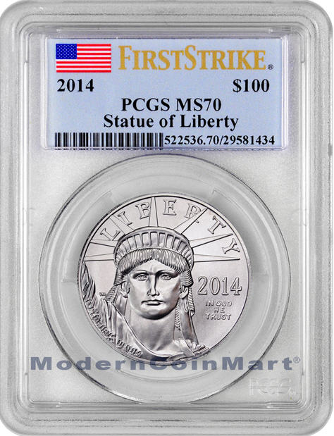 プラチナイーグル　100ドル　1オンス2014 ＄100 PCGS MS70First Strike