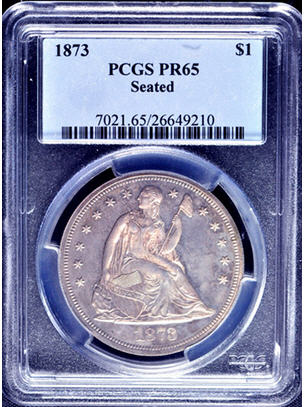 リバティ シーテッドダラー1ドル タイプ4 モットー1873 $1 PR65 PCGS