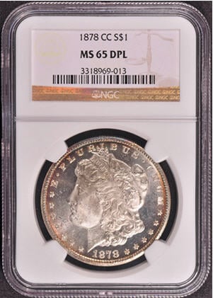 アンティークコイン　アメリカ　1ドル　モルガン銀貨1878-CC ＄1 NGC MS 65 DMPL