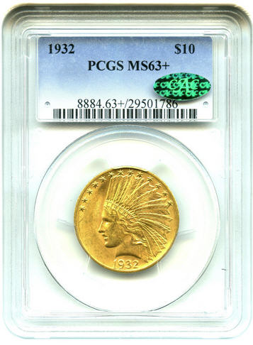 アメリカ　10ドル金貨インディアンヘッド1932 ＄10 PCGS/CAC MS63＋