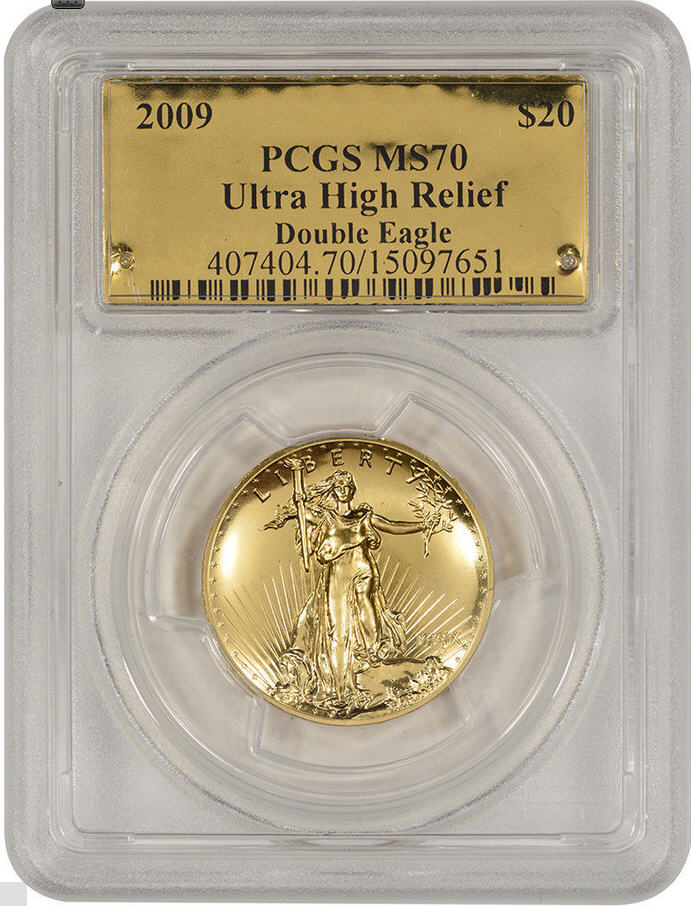 【動画あり】2009ウルトラハイリリーフ金貨　PCGS-MS70未使用ゴールドラベル