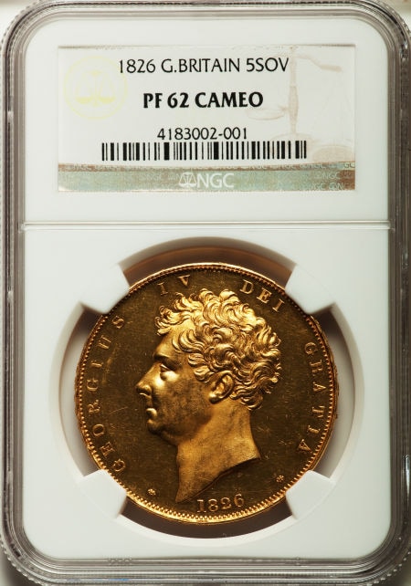 【動画あり】グレートブリテン  ジョージ4世　プルーフ　5ポンド 1826 PR62  Cameo NGC