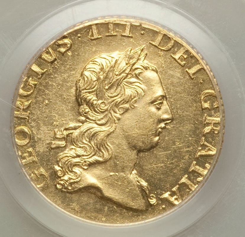 【動画あり】グレートブリテン1/2ギニー金貨George III gold 1/2 Guinea 1764 MS62 PCGS