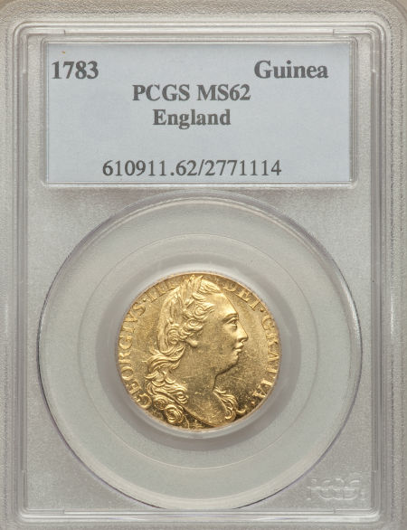 【動画あり】グレートブリテン1ギニー金貨George III gold Guinea 1783 MS62 PCGS