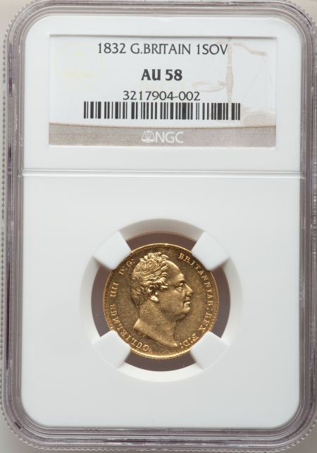 【動画あり】グレートブリテン　ソブリン金貨 William IV gold Sovereign 1832 AU58 NGC