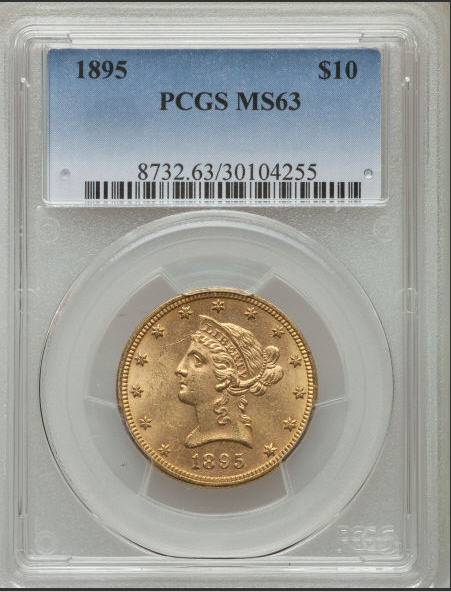 アンティークコイン アメリカ 10ドル金貨リバティヘッド 1895 $10 PCGS MS63