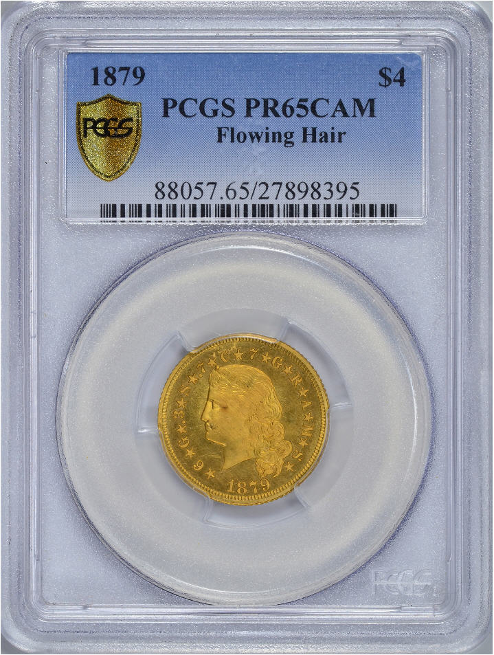 アメリカアンティークコイン4ドルステラ金貨1879 Stella ＄4 PCGS Secure Proof 65 CAM フローイングヘア