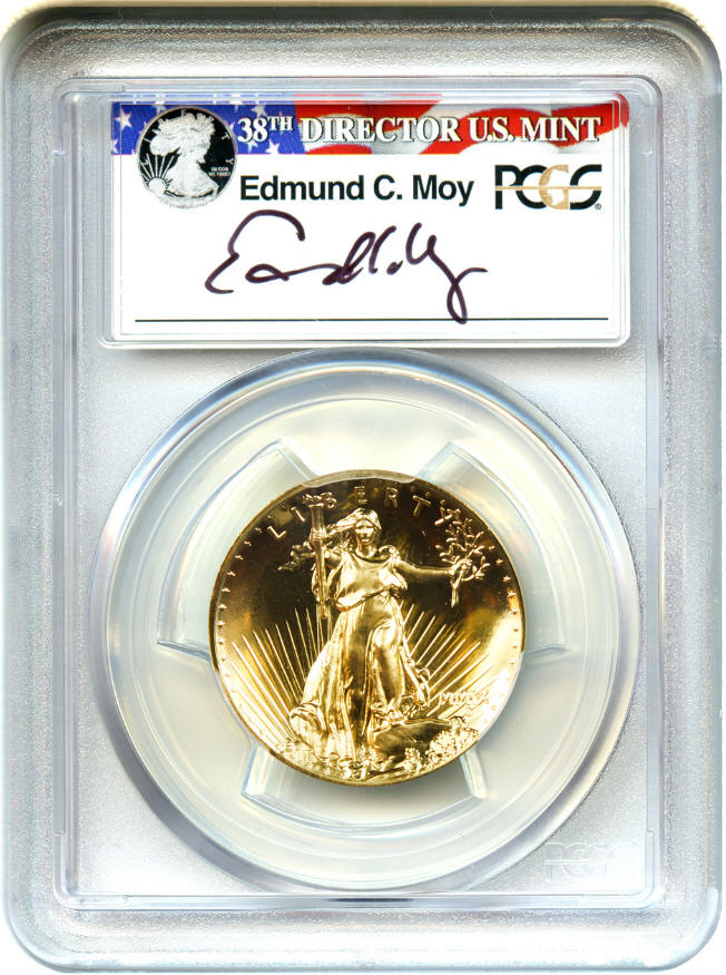 【動画あり】2009ウルトラハイリリーフ金貨　PCGS-MS70 PL（プルーフライク）未使用　Edmund C. Moyサイン入り30421349